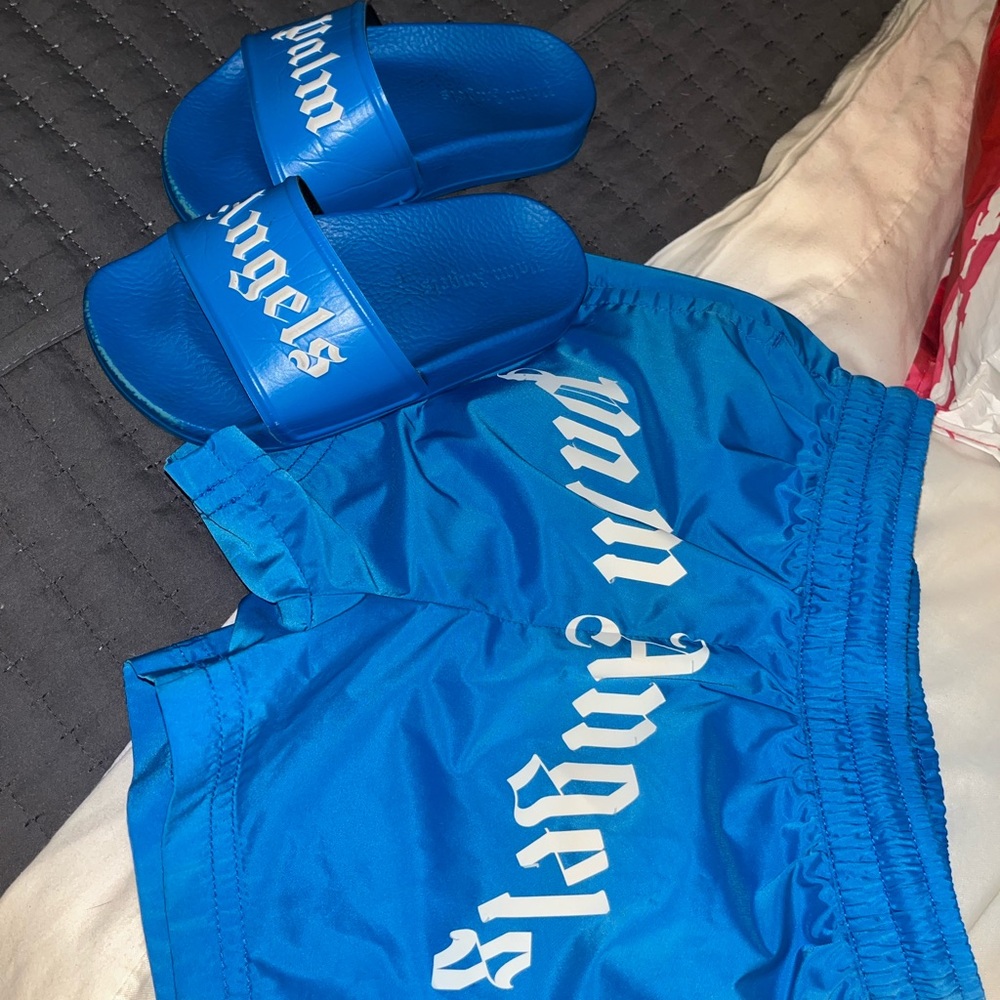 Palm Angels blue swim trunks 4T